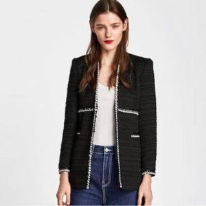 ZARA Black and White Tweed Blazer
